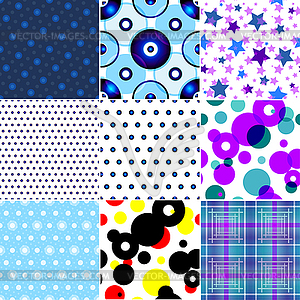 Set of nine seamless patterned texture - vector clipart