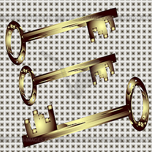 Набор декоративных золотых ключей - изображение векторного клипарта