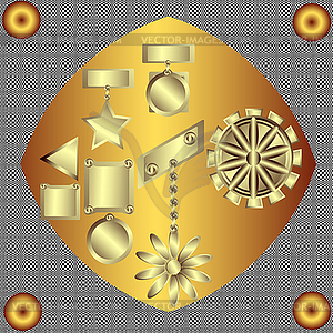 Set of decorative gold ornaments - vector image