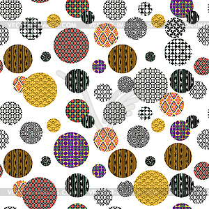 Seamless frame of patterned circles - vector image