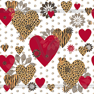 Seamless Valentine patterned texture - vector image