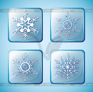 Set 2 of winter icons with snowflakes - vector image