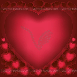 Love background with hearts for Valentines Day - vector image