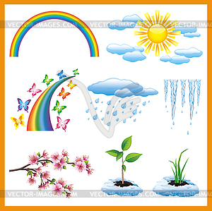 Set of spring nature object, icon - vector image