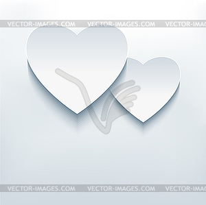 Stylish abstract background, two 3d hearts - color vector clipart