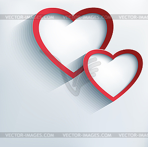 Valentine background with two stylish 3d hearts - vector image