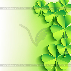St. Patrick`s day background with green leaf clover - vector clipart
