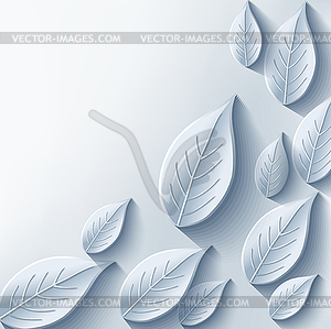 Trendy abstract background with gray 3d leaf - vector image