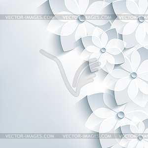 Floral trendy abstract background, 3d flowers sakura - vector image