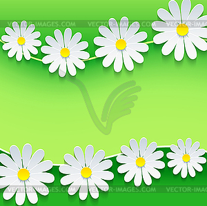 Floral frame with 3d chamomile flower - vector clipart