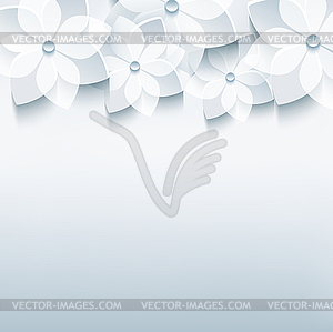 Stylish greeting card with gray 3d sakura flower - vector image