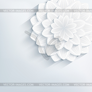 Floral abstract grey background with 3d flower - vector image