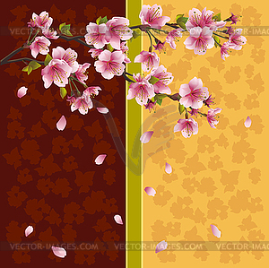 Romantic background with sakura - Japanese cherry - vector clipart