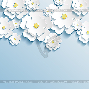 Beautiful wallpaper with 3d stylish flowers sakura - vector clip art