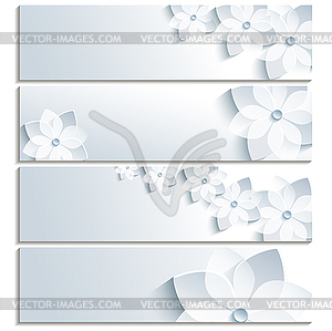 Set of horizontal banners with blossoming sakura - vector clipart