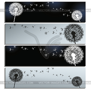 Set of horizontal banners black and grey with - vector image