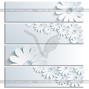 Set of beautiful banner with 3d chamomile - vector clipart