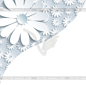 Stylish gray background with 3d white chamomile - vector clipart