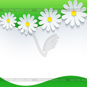 Floral frame with 3d flower chamomile - royalty-free vector image