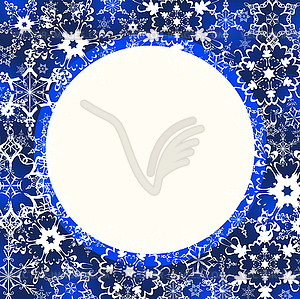 Blue winter frame with ornate snowflakes - vector image