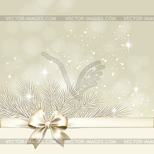 Christmas background with golden bow - vector image