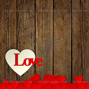 Holidays card with word love and hearts - vector clip art