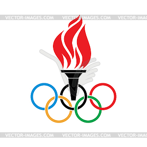 Olympic symbols torch and rings vtctor - vector clipart