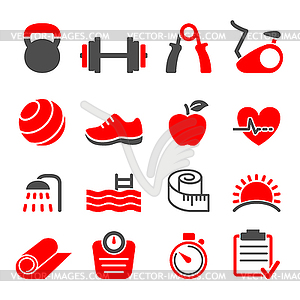 Fitness club icons set - vector clip art