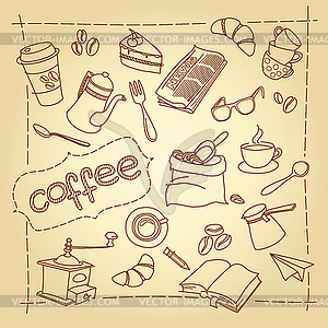 Coffee break doodles background - royalty-free vector image