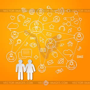 Global cyberspace social network concept - vector clip art