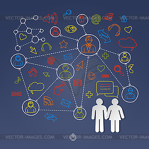 Global cyberspace social network concept - vector image