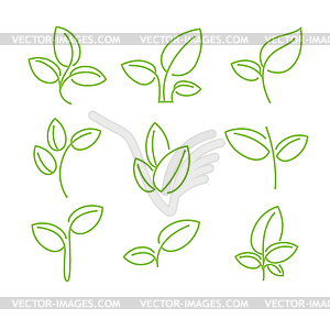 Set of green leaves design elements - vector EPS clipart