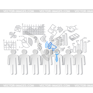 Business charts teamwork and team leader - vector EPS clipart