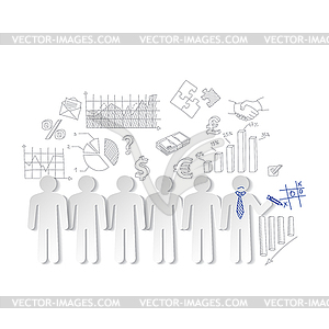 Business charts teamwork and team outsider - vector clipart