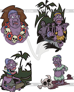 Cartoon African aborigines - vector clip art