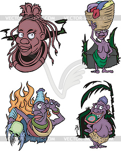 Comic африканские аборигены женщины - изображение в формате EPS
