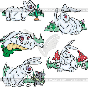 Funny gray rabbits - vector image