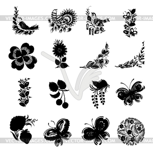 Set of black silhouette - vector clipart / vector image