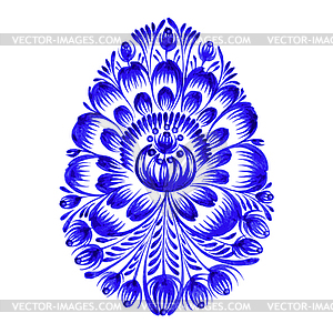 Цветочный декоративный орнамент Пасхальное яйцо - иллюстрация в векторе