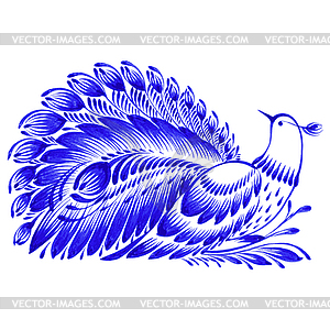 Floral decorative ornament peacock - vector image