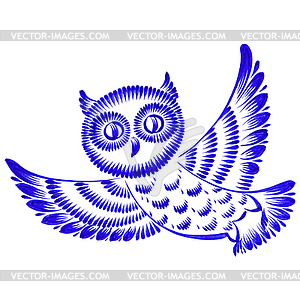 Floral decorative ornament owl - vector clip art