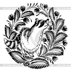 Decorative silhouette of raccoon - vector image