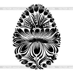 Декоративные цветочные силуэт Пасхальное яйцо - клипарт в векторе / векторное изображение