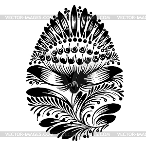 Decorative floral silhouette Easter egg - vector image