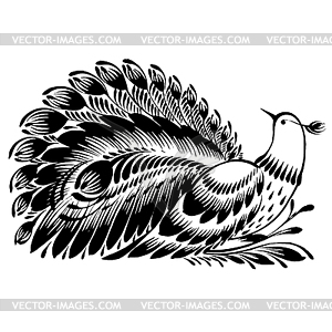 Decorative silhouette of peacock - vector clipart