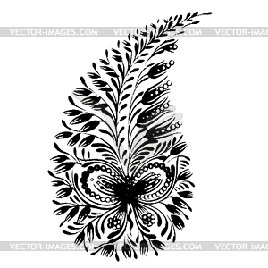 Decorative silhouette of floral paisley - vector clipart