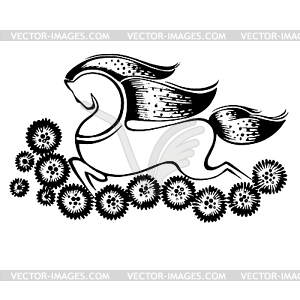 Decorative silhouette of running horse - vector image