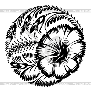 Decorative silhouette hibiscus - vector clip art