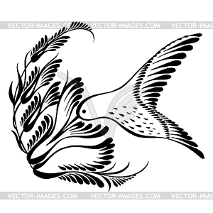 Decorative silhouette hummingbird in flight - vector clipart