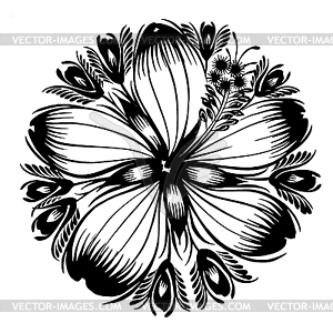 Decorative silhouette hibiscus - vector clipart